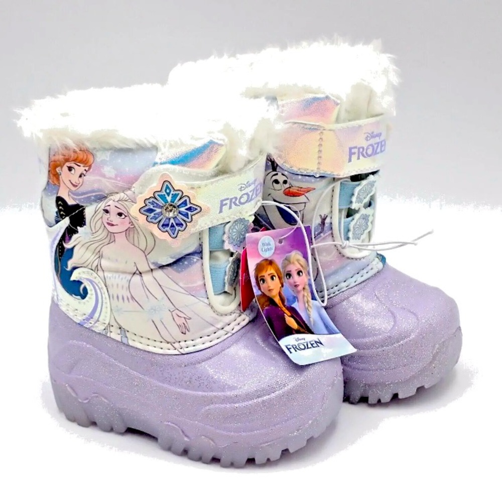 Girls Disney Frozen II Sparkling Twinkle Snow Winter Boots Lilac/Glitter Elsa